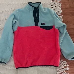 Blue and pick Patagonia fleece pullover, girls large